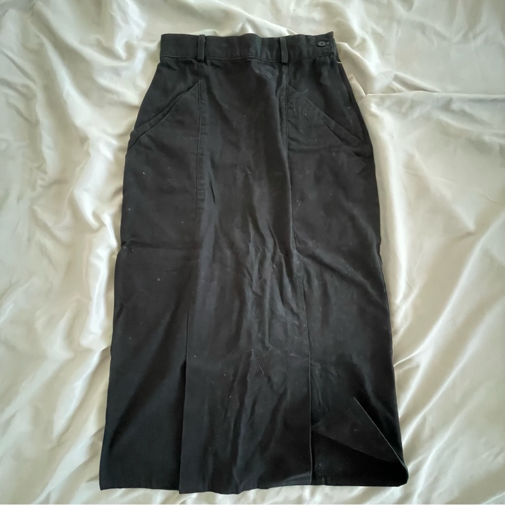100% cotton black structured maxi skirt